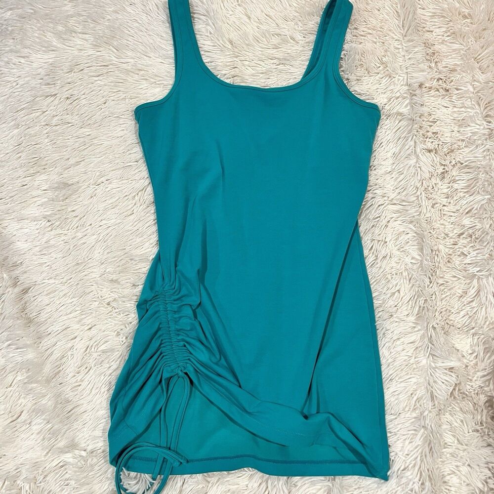 PRANA Teal Ariel Tunic Shelf Bra Side Ruched Yoga Active Tank Top Size Small